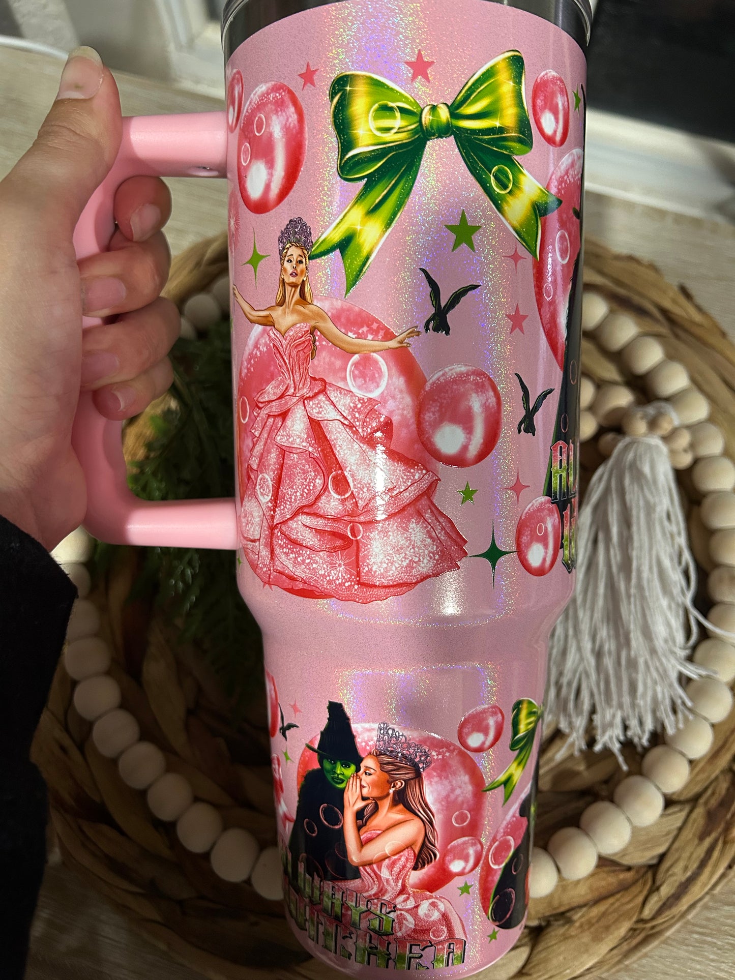 Wicked Pink and Green Witches 40 Oz Steel Tumbler