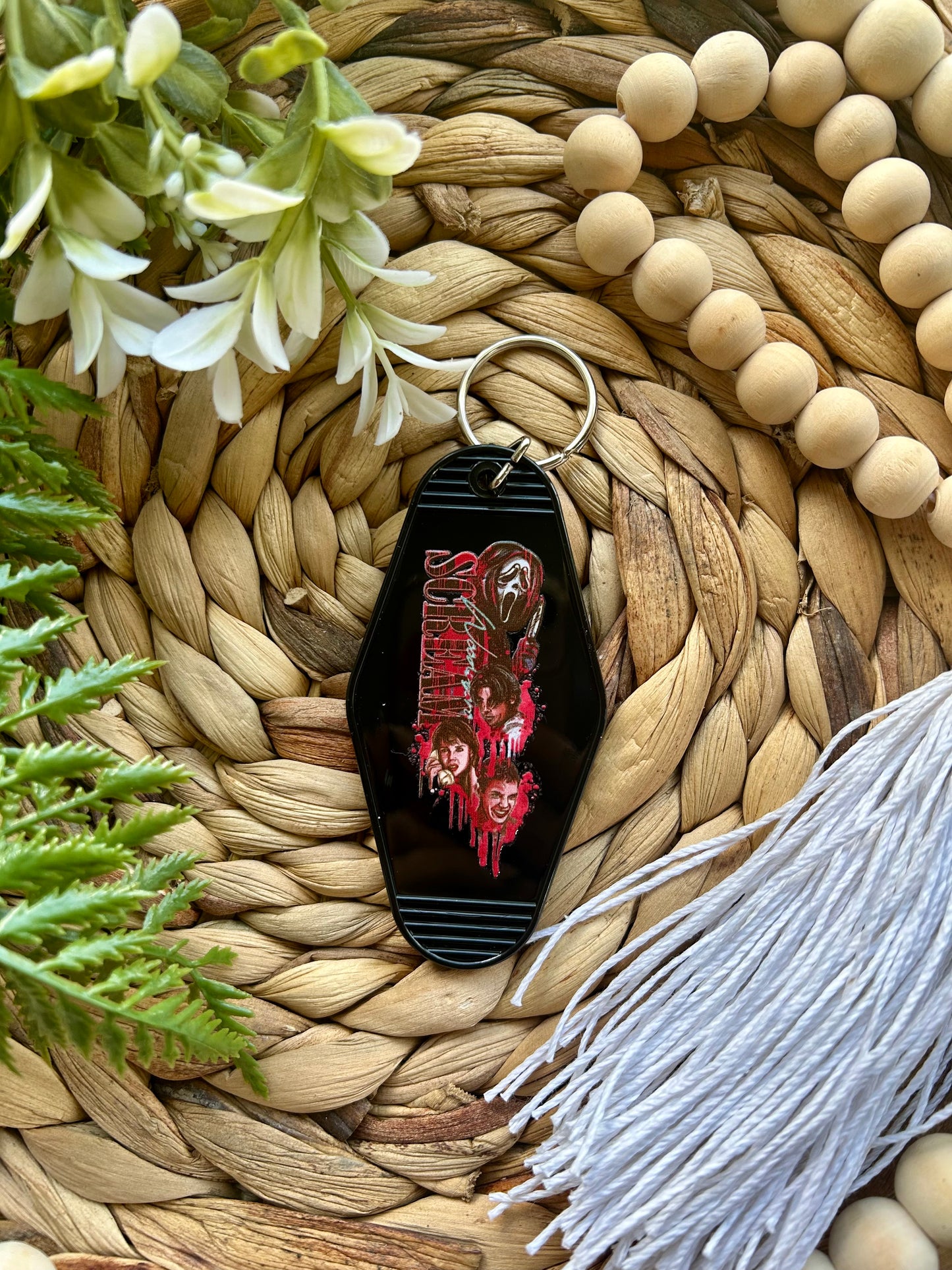 Horror Themed Motel Style Keychain || Movie Themed Motel Keychain|| Halloween Collection