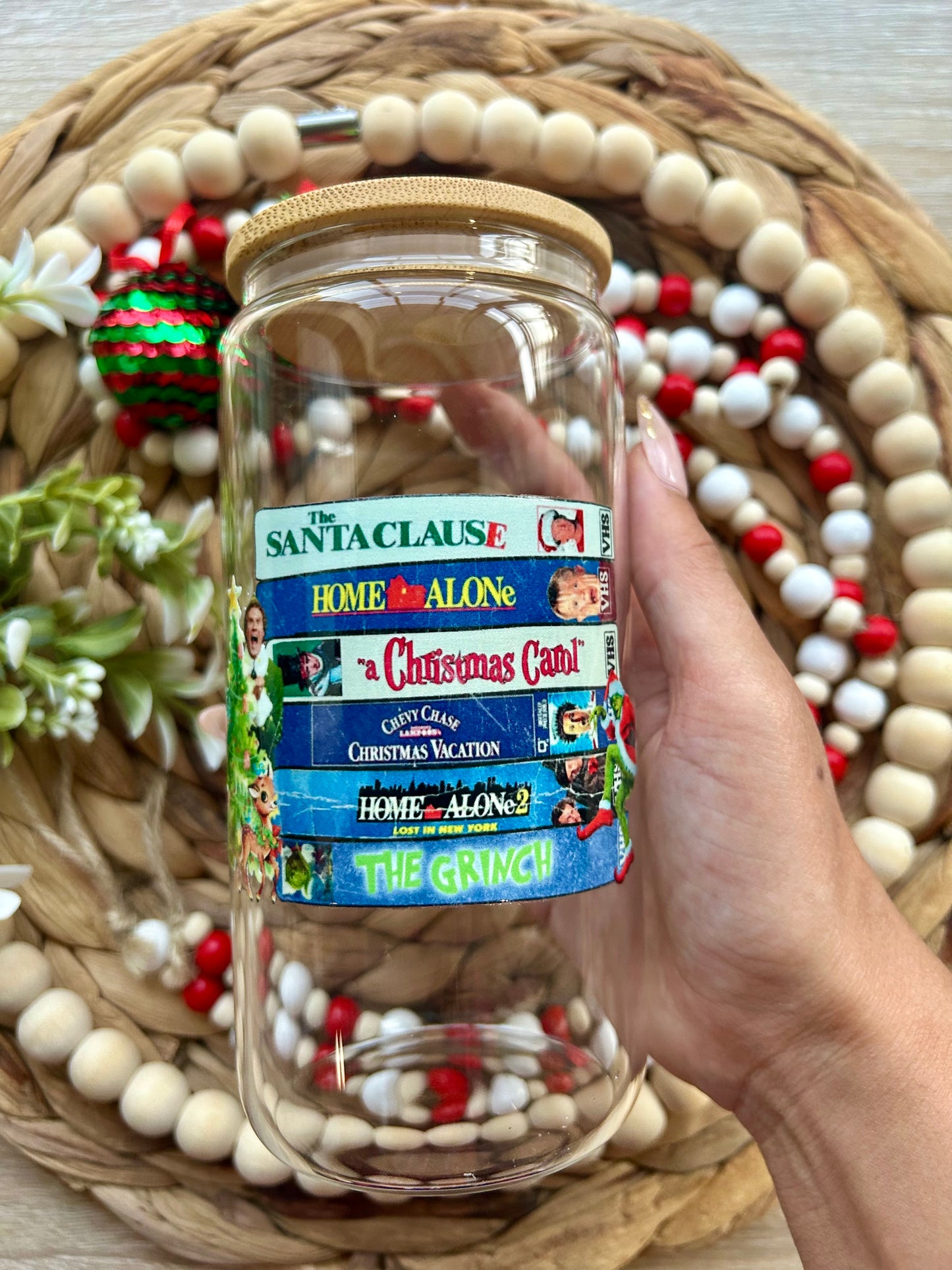 Christmas Movies Themed Glass Cup