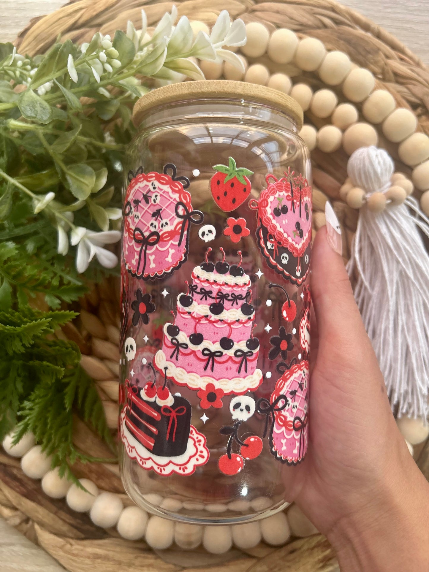 Spooky Cake Themed Glass Cup