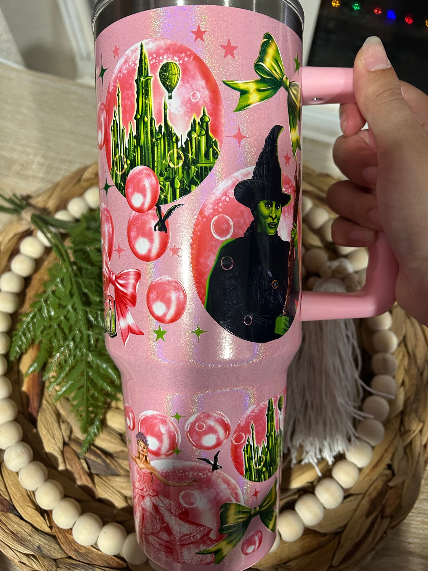 Wicked Pink and Green Witches 40 Oz Steel Tumbler