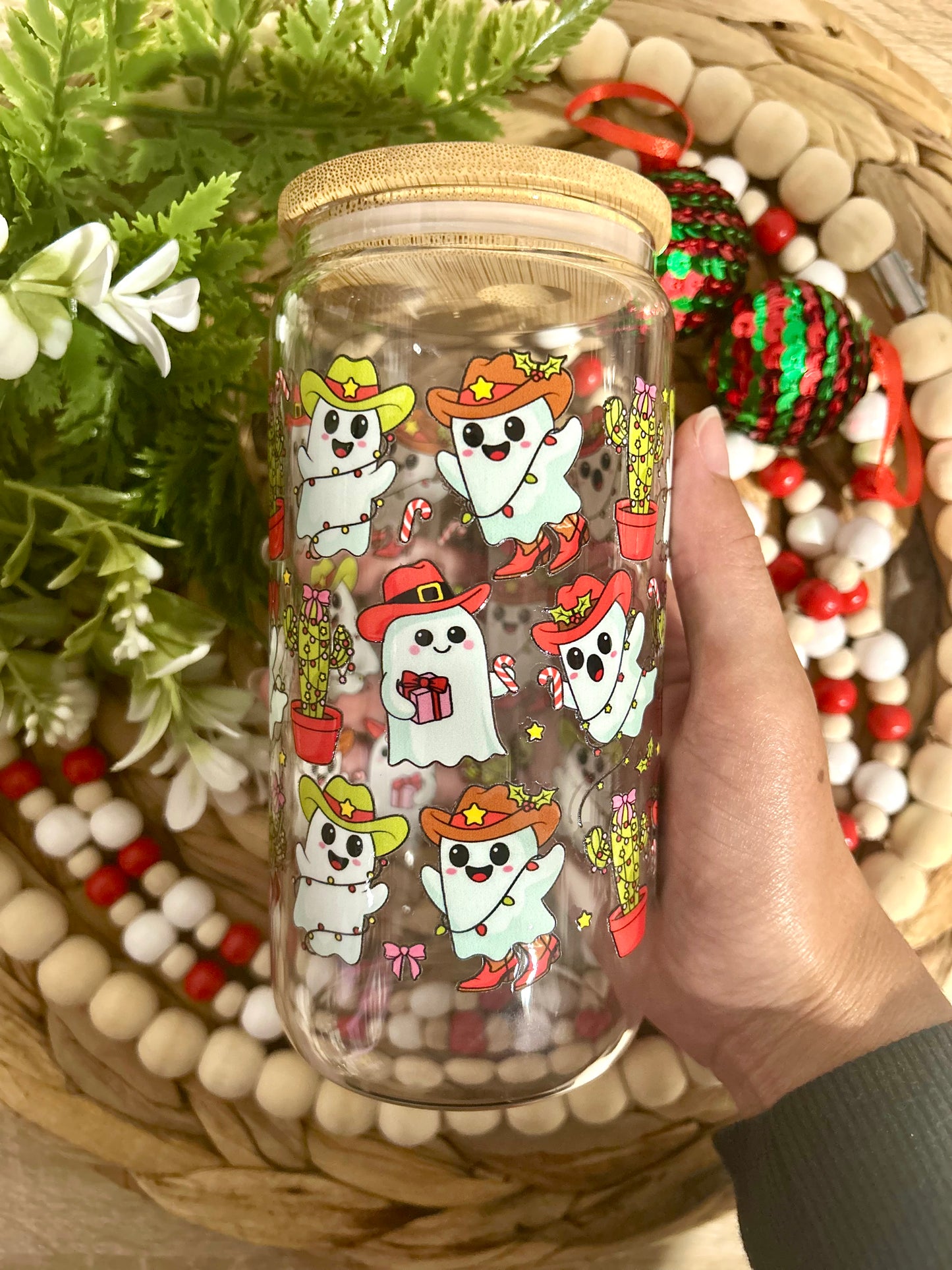Cowboy Ghostie Christmas Themed Cup