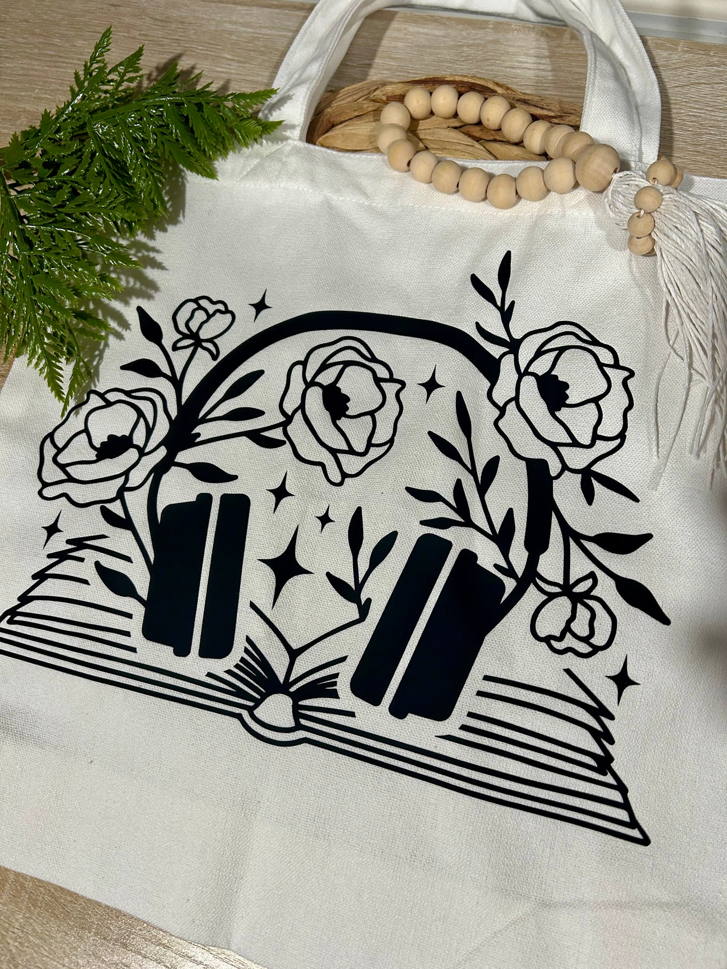 Open Book and Headphones Tote Bag