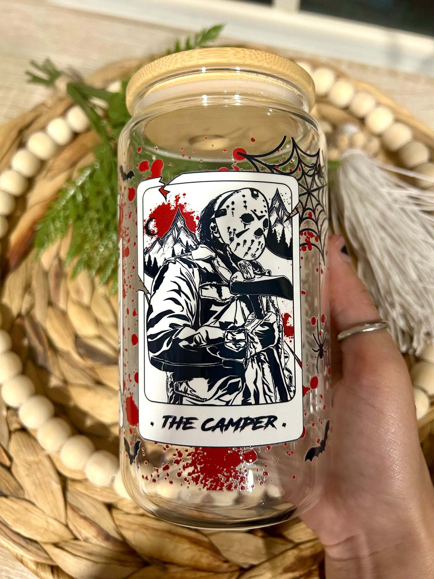Horror Icons Tarot Themed Glass Cup