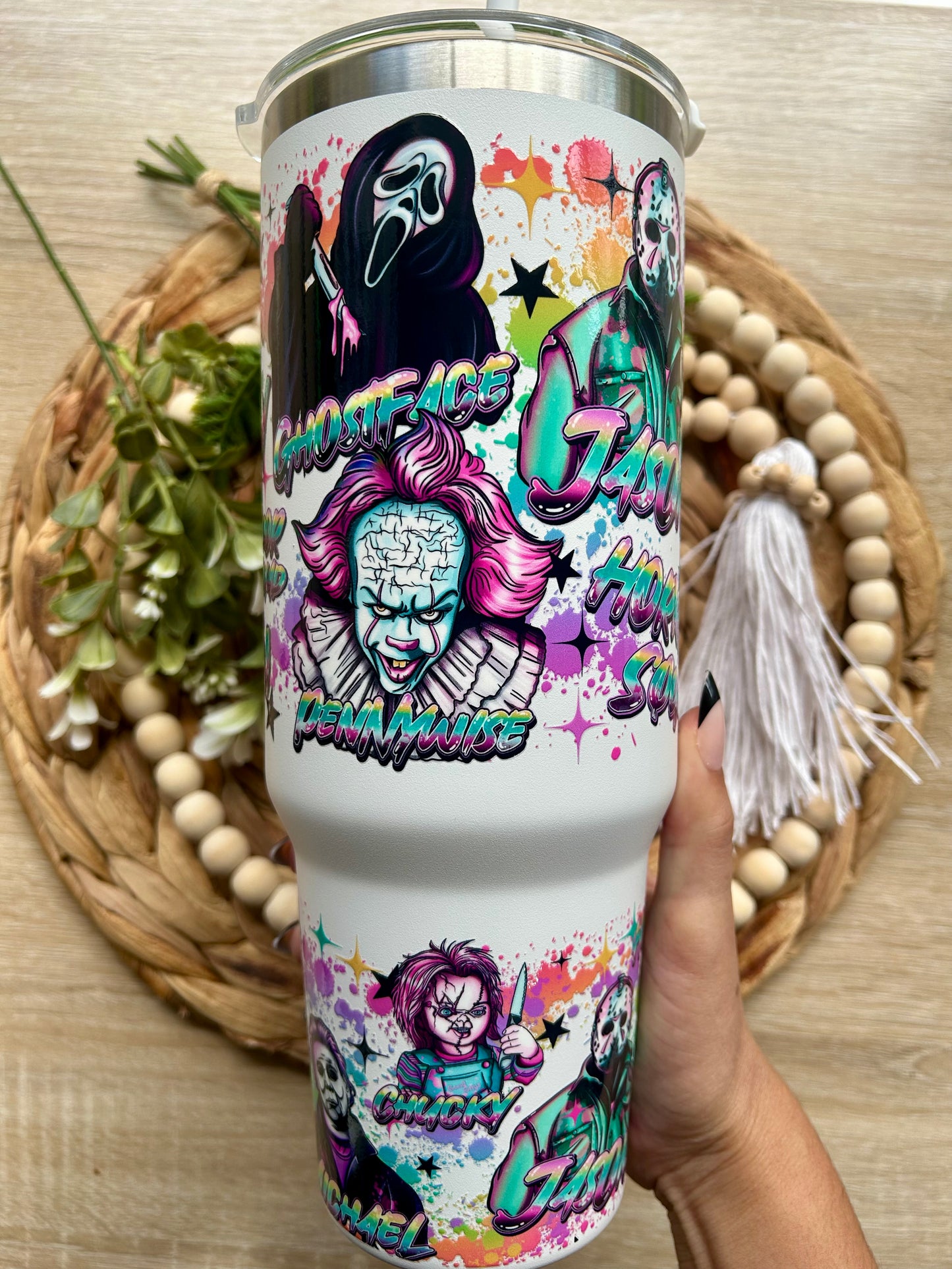 Horror Themed 40 Oz Tumblers || Multiple Options || Halloween Collection