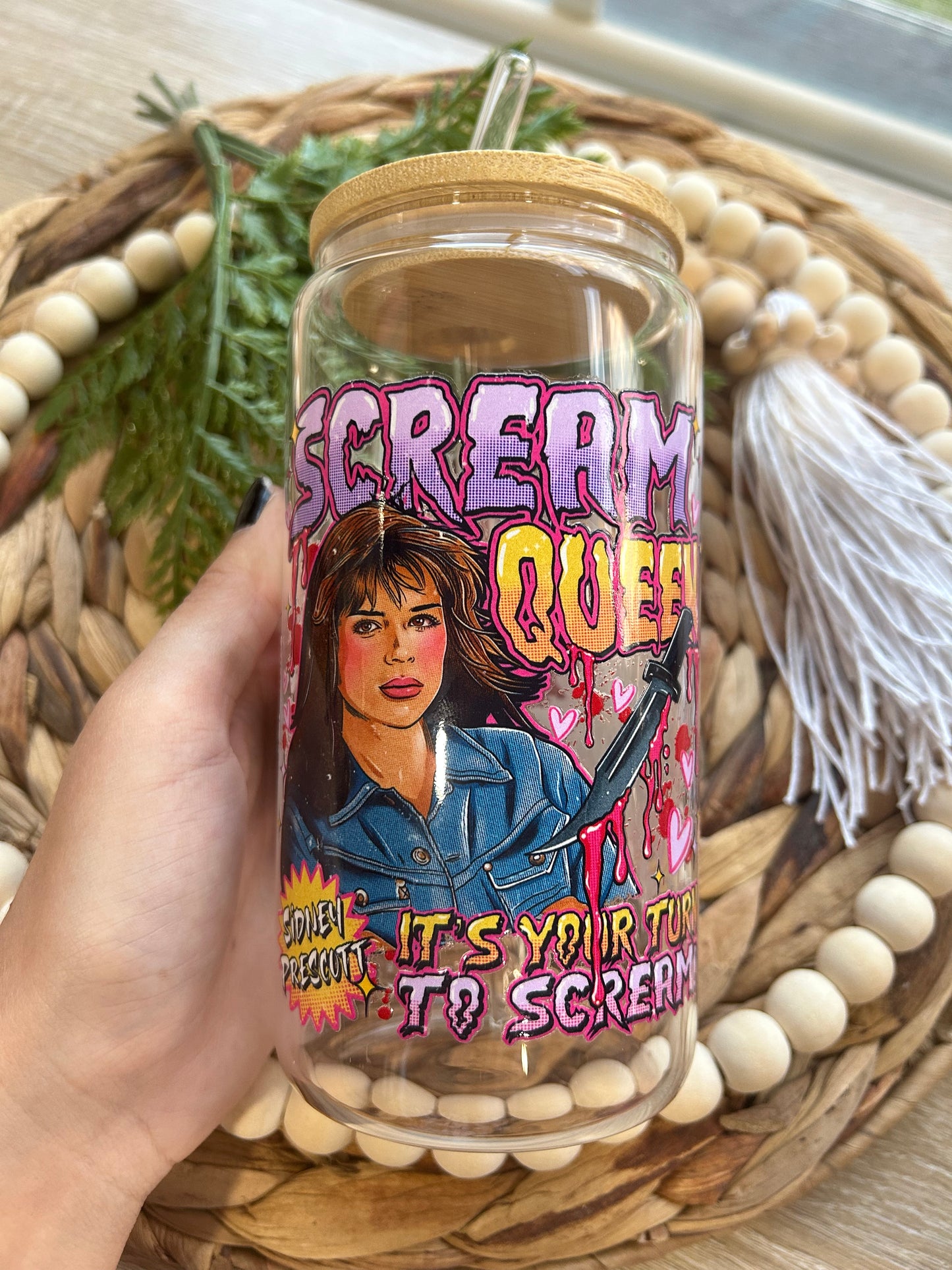 Scream Queen Sidney Horror Inspired Glass Cup