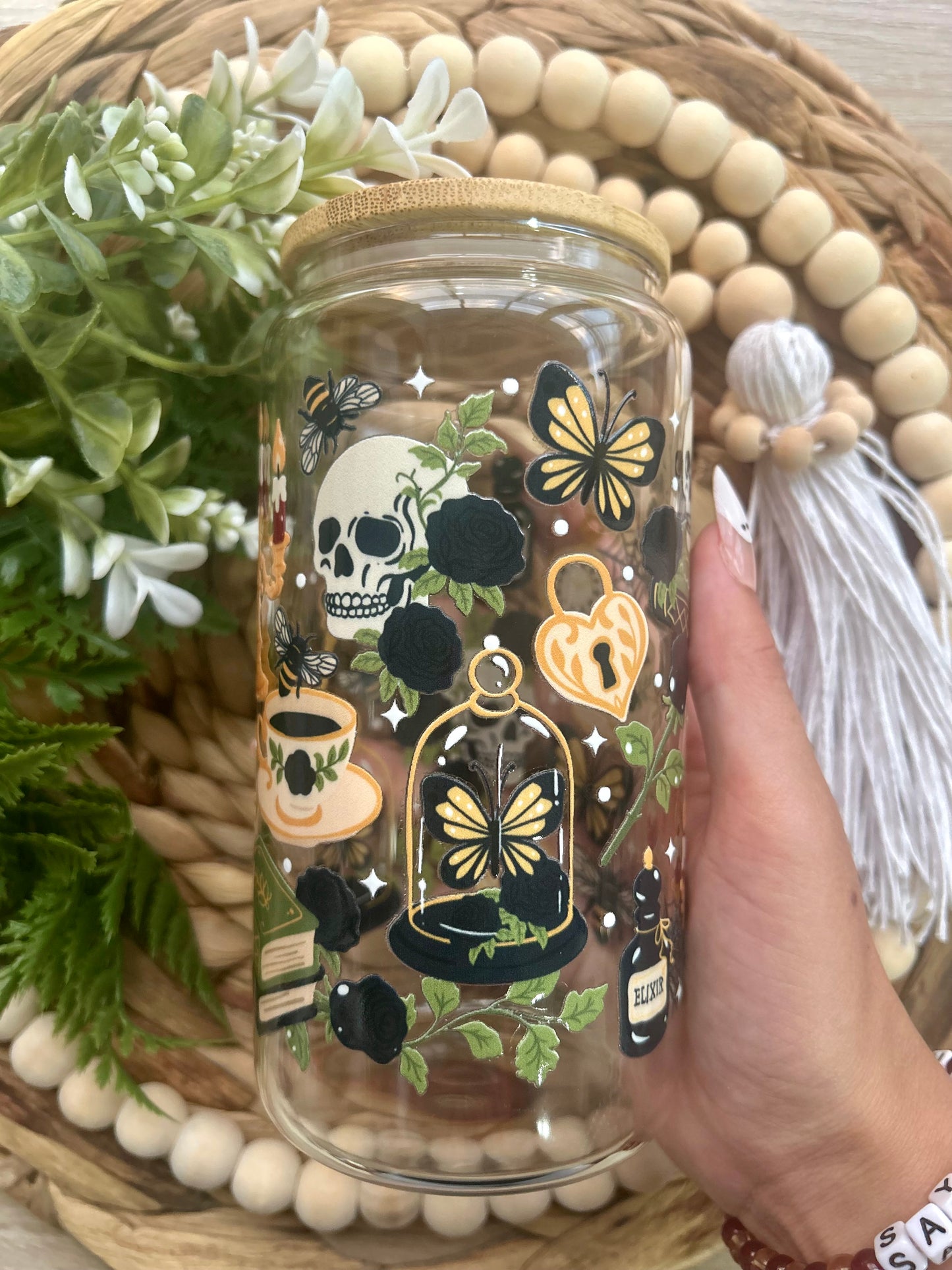 Dark Academia Themed Glass Cup
