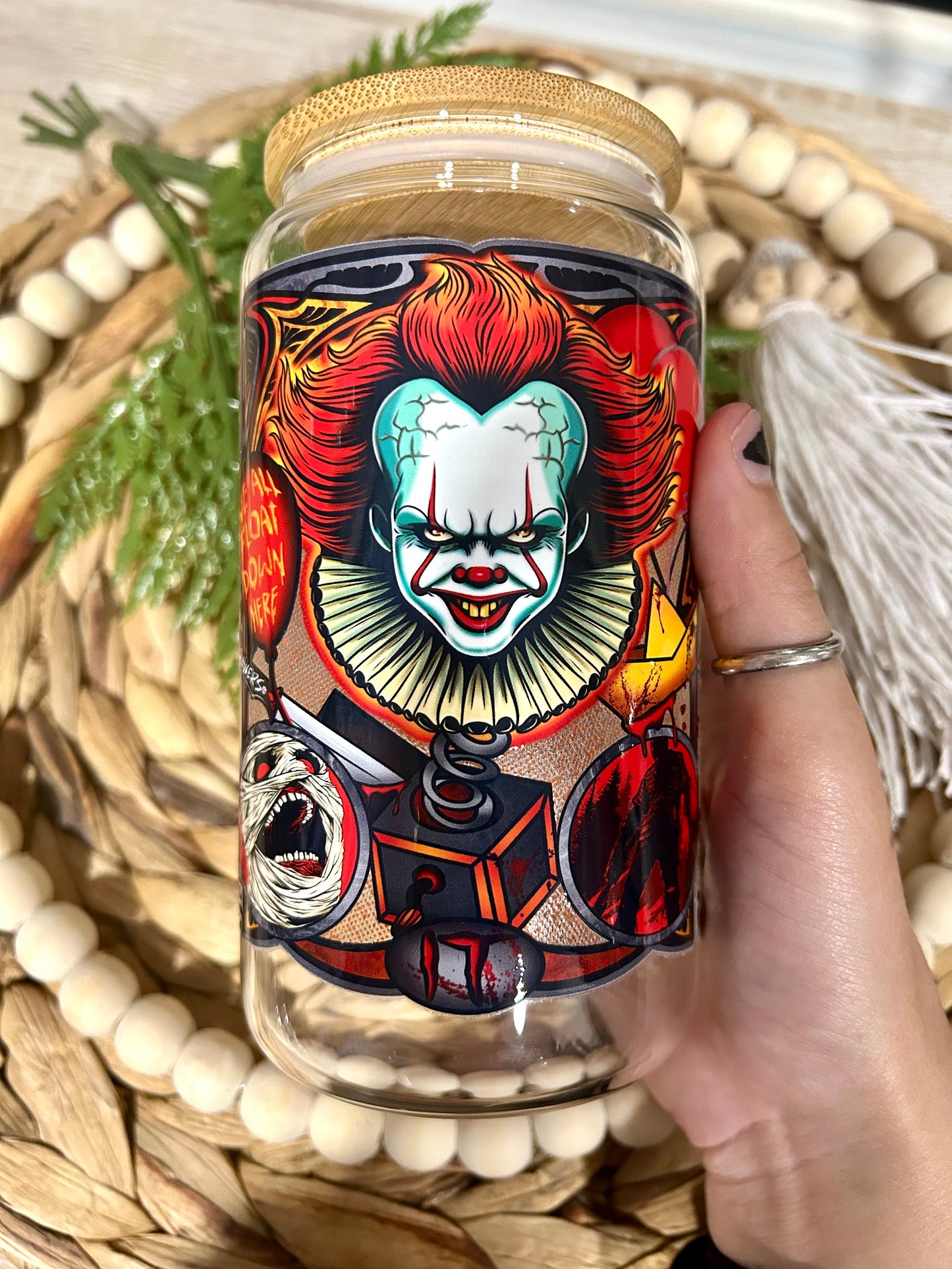 Deadly Clown Horror Inspired Glass Cup