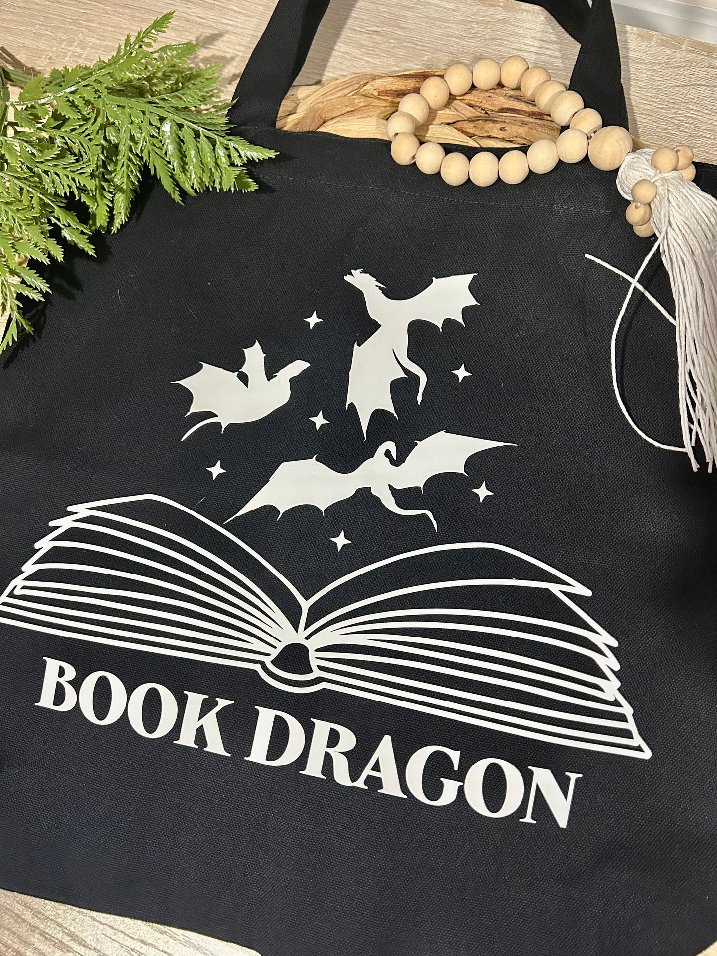 Book Dragon Themed Tote Bag