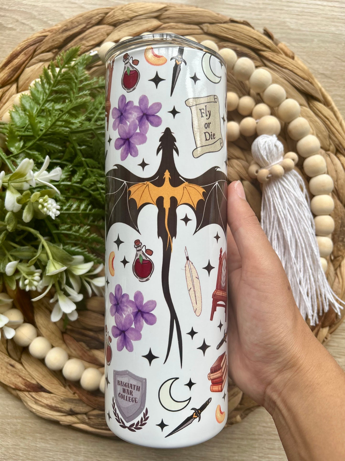 Dragon Rider Themed 20 Oz Steel Tumbler || Book Themed Steel Tumbler || Book Lovers Collection