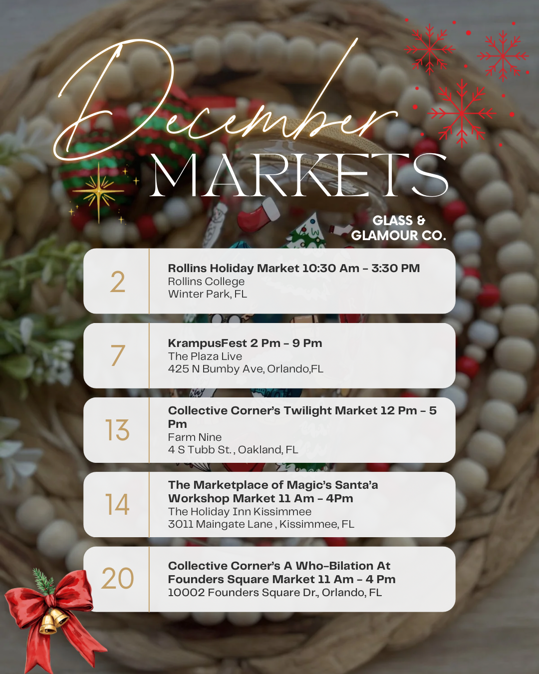 🎄✨ December Market Schedule Is HERE! ✨🎄