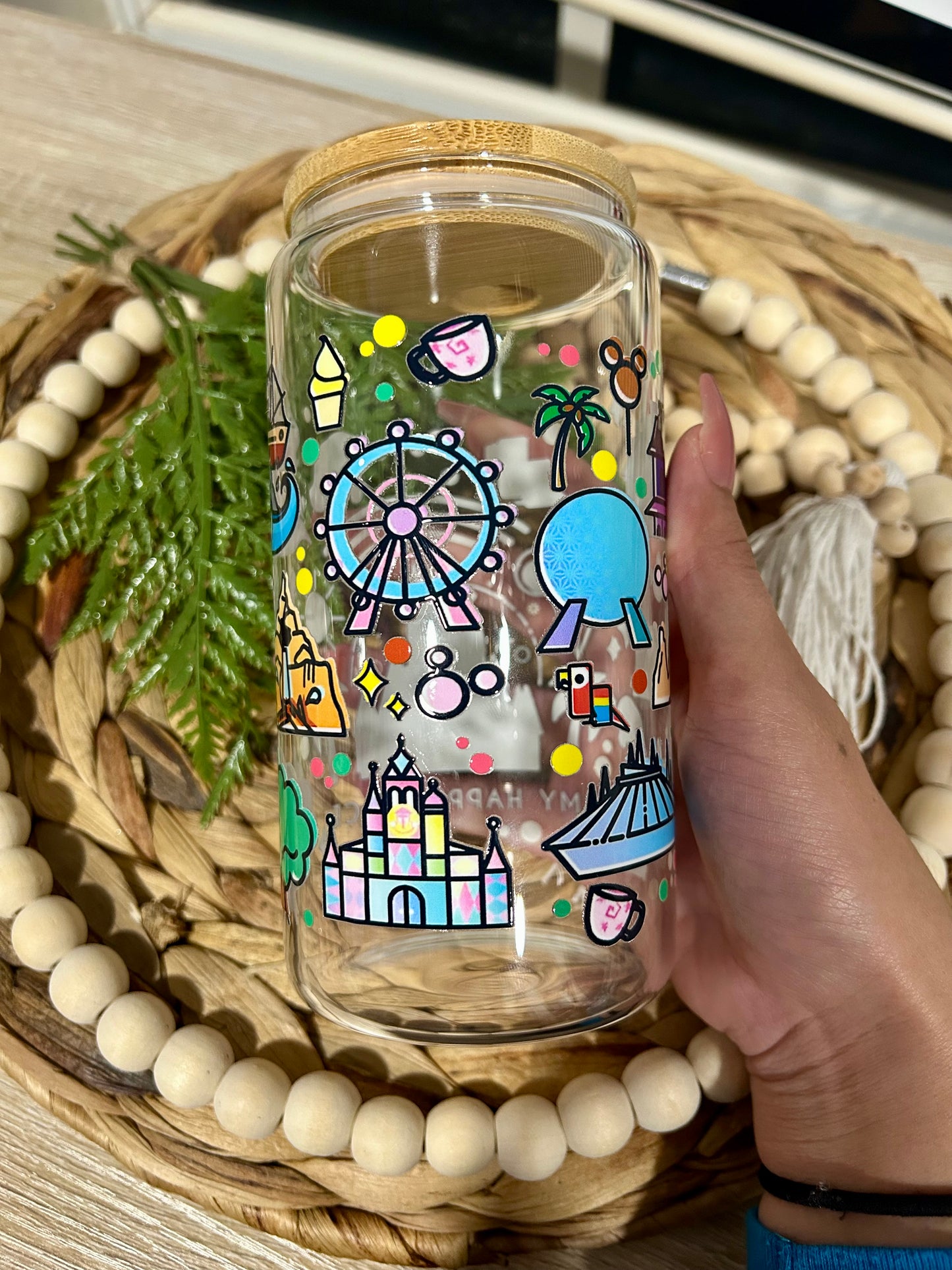 “My Happy Place” Theme Park Glass Cup | Valentine Collection