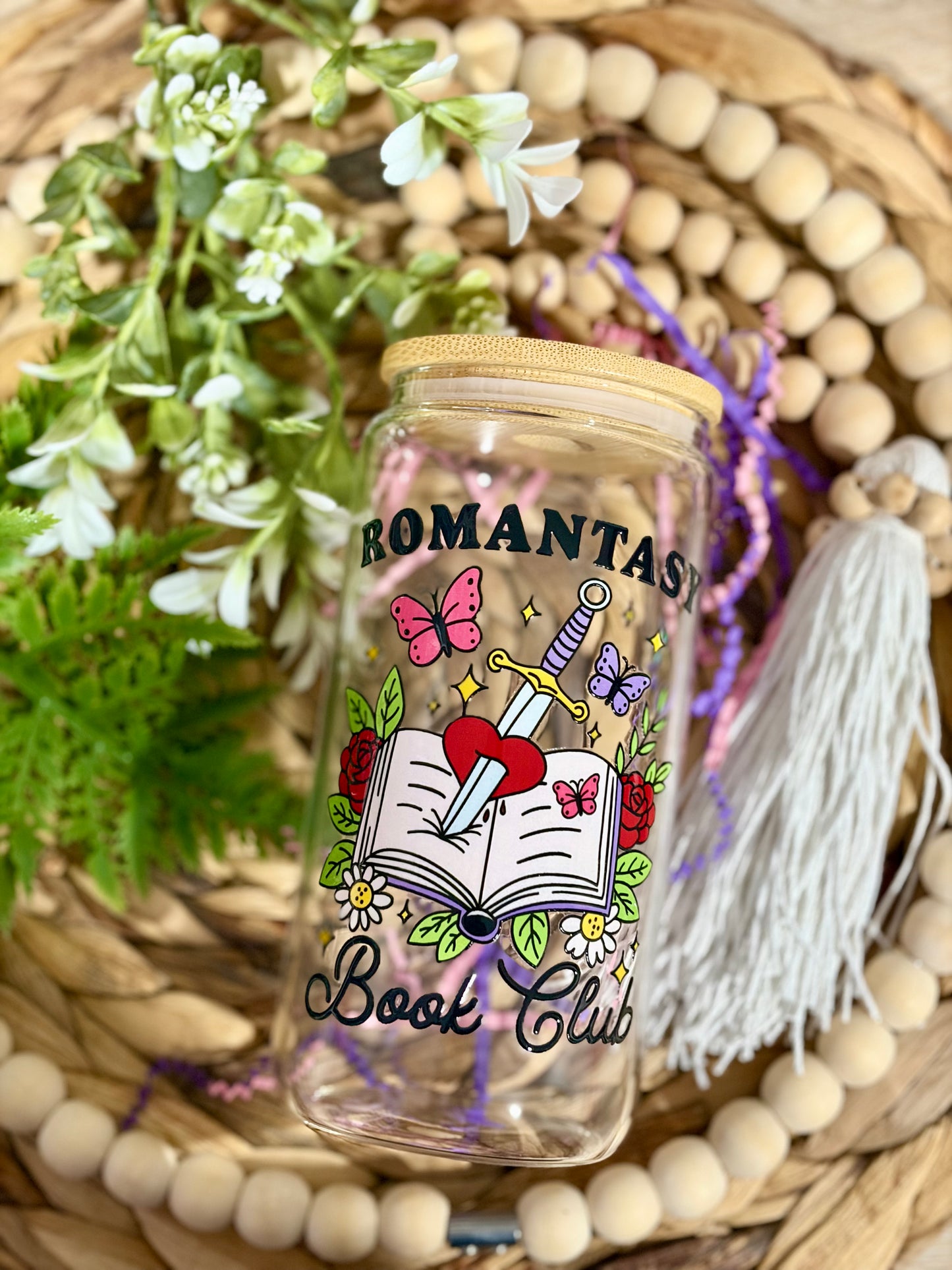Single Design Bookish Themed Glass Cup