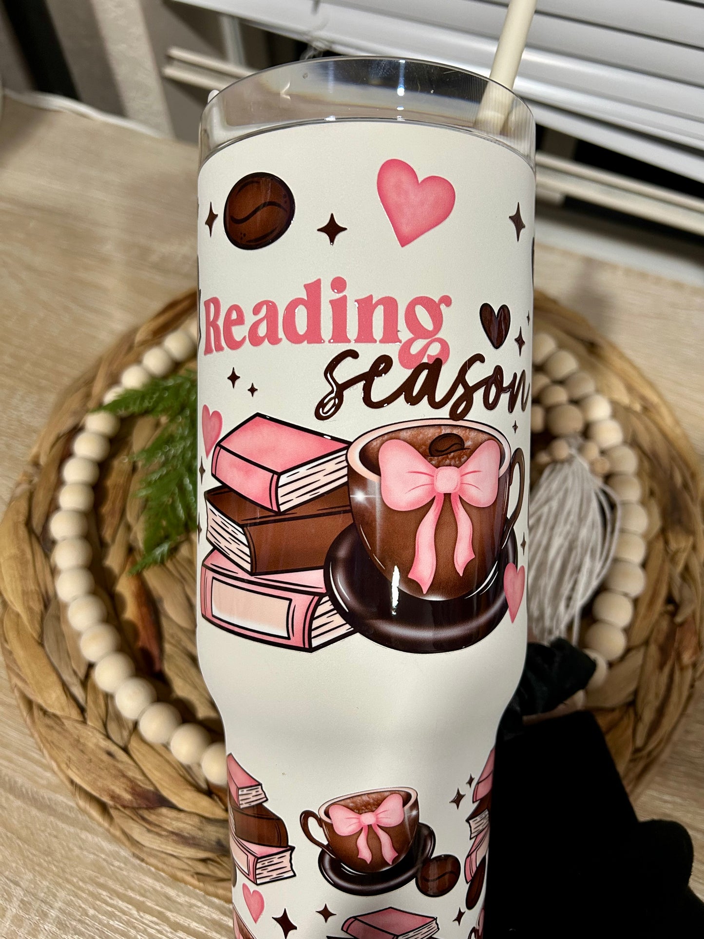 Reading Season Pink 40 oz Steel Tumbler | Valentine Collection