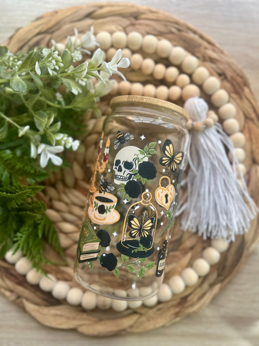 Dark Academia Themed Glass Cup