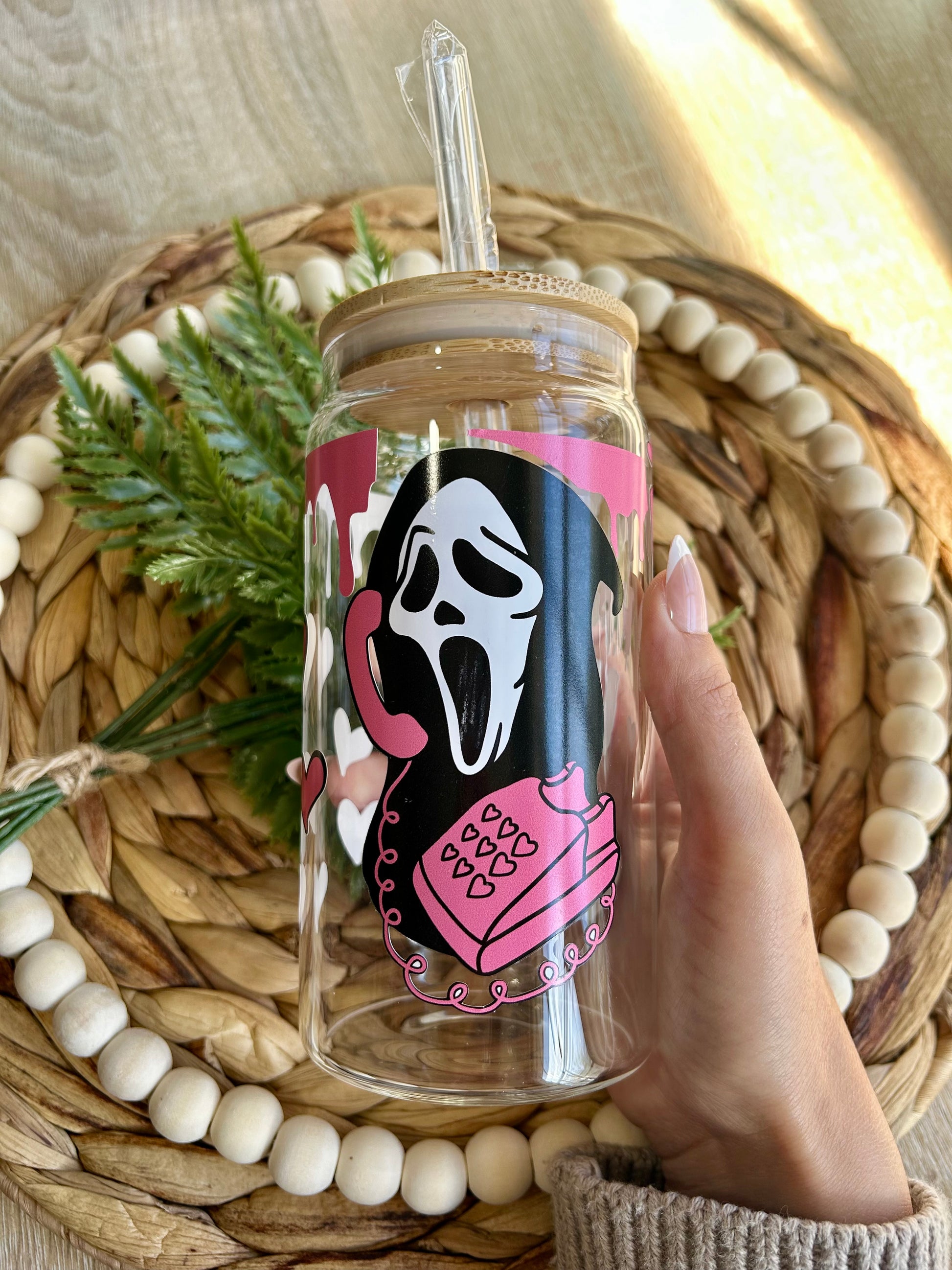 Pink Ghost Horror Glass Cup - Glass & Glamour Co.