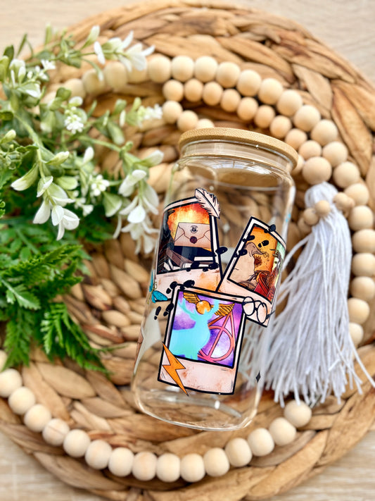 HP Polaroid Themed Glass Cup