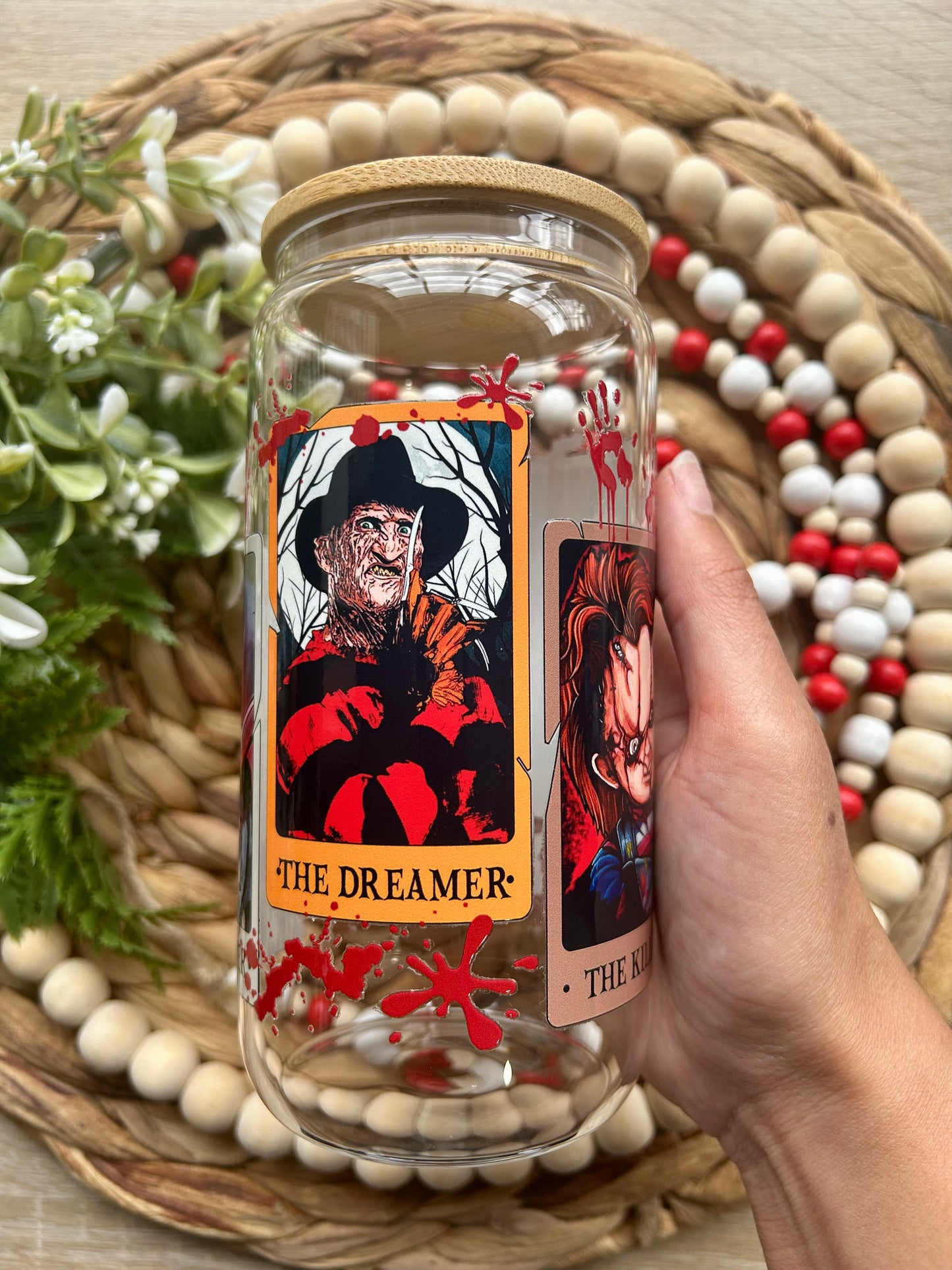 Horror Bloody Tarot Cards Inspired Glass Cups