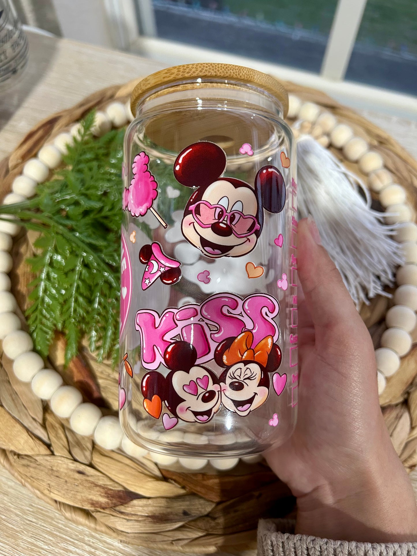 Valentine Mouse Theme Park Pink Glass Cup | Valentine Collection