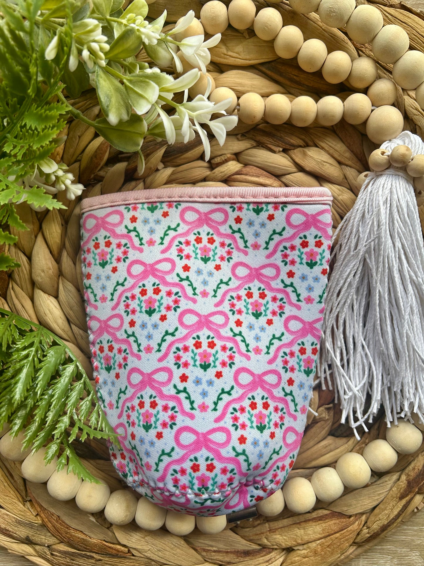 Pink Bow Themed Cup Sleeve