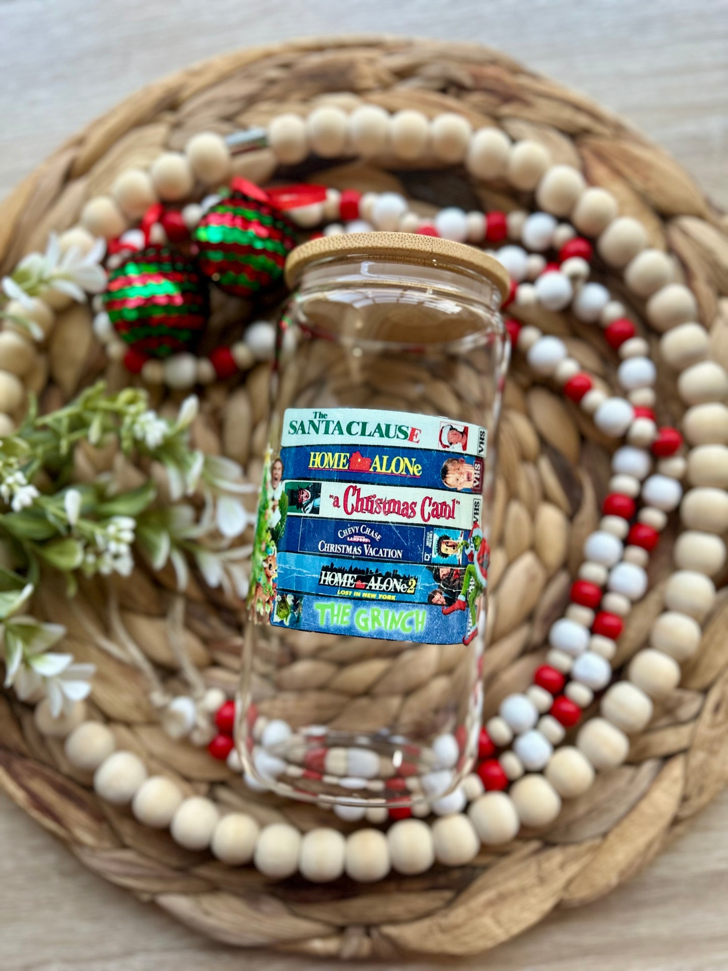 Christmas Movies Themed Glass Cup