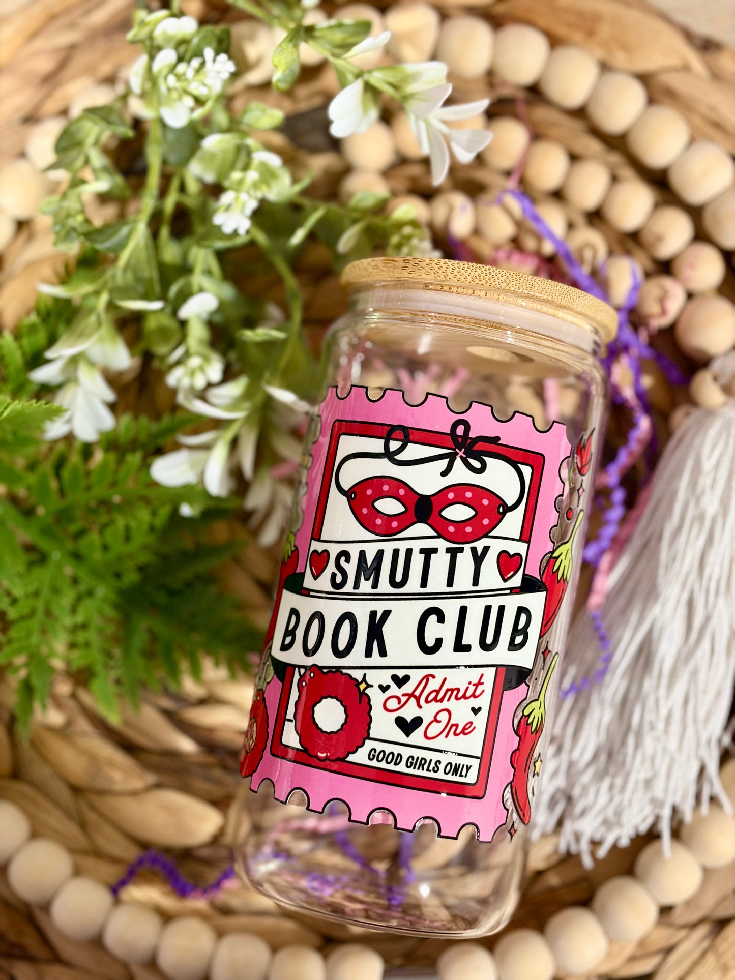 Single Design Bookish Themed Glass Cup