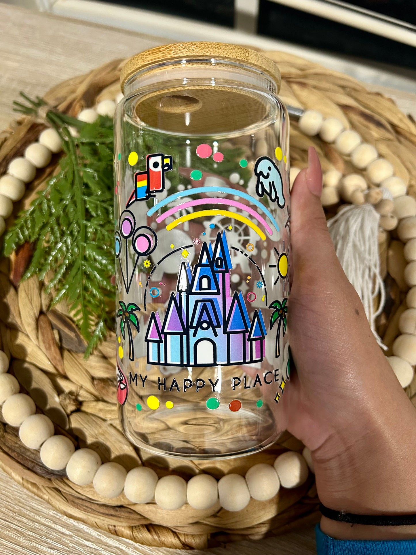 “My Happy Place” Theme Park Glass Cup | Valentine Collection