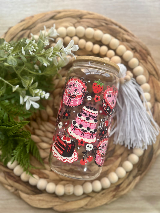 Spooky Cake Themed Glass Cup