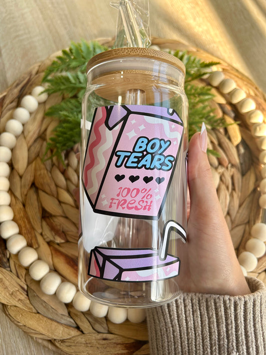 Boy Tears Juice Box Glass Cup - Glass & Glamour Co.