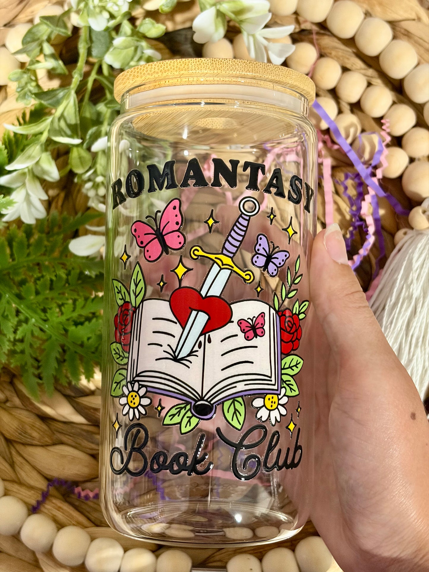 Single Design Bookish Themed Glass Cup