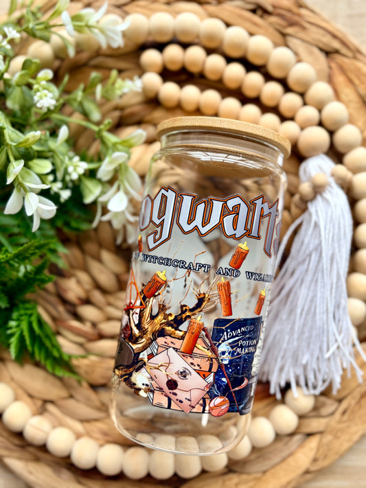 Wizard School Themed Glass Cup