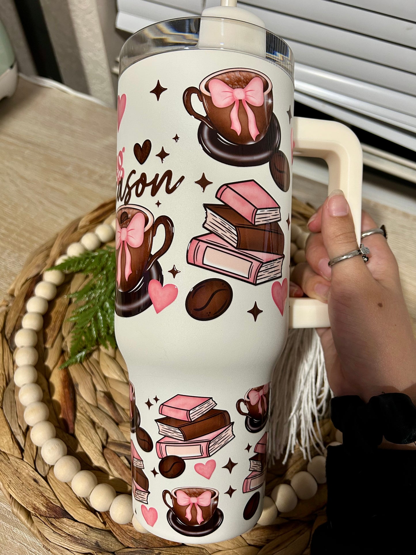 Reading Season Pink 40 oz Steel Tumbler | Valentine Collection