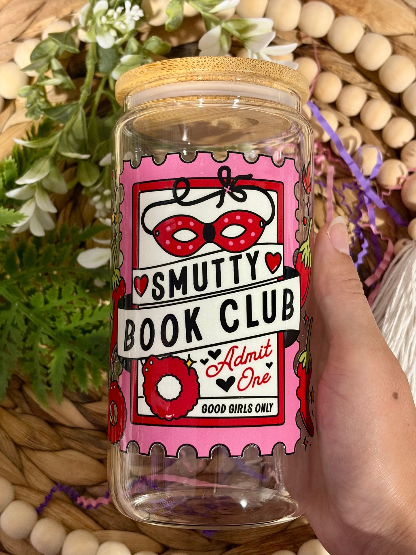 Single Design Bookish Themed Glass Cup