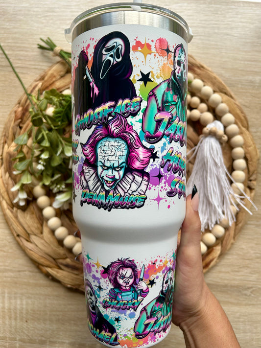 Horror Themed 40 Oz Tumblers || Multiple Options || Halloween Collection