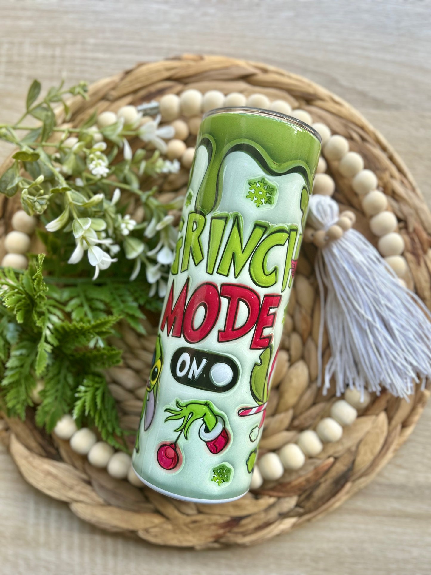 Green Alien Christmas Themed Steel Tumbler