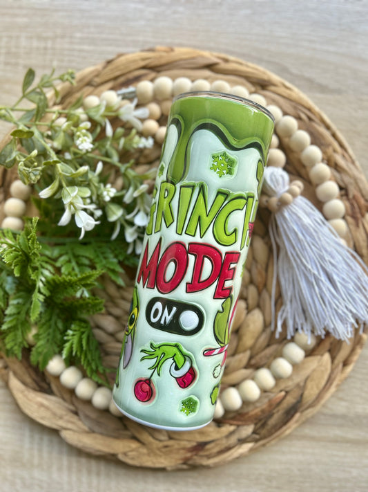 Green Alien Christmas Themed Steel Tumbler