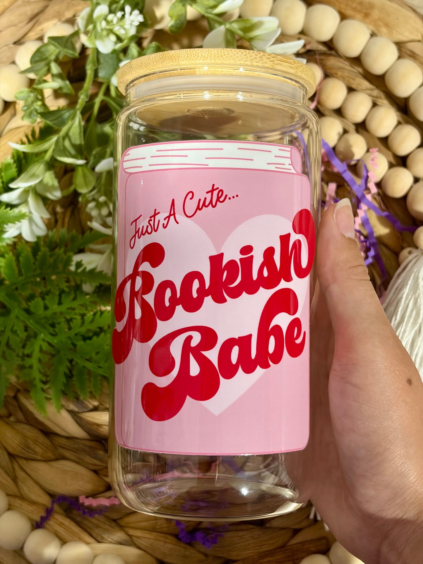 Single Design Bookish Themed Glass Cup