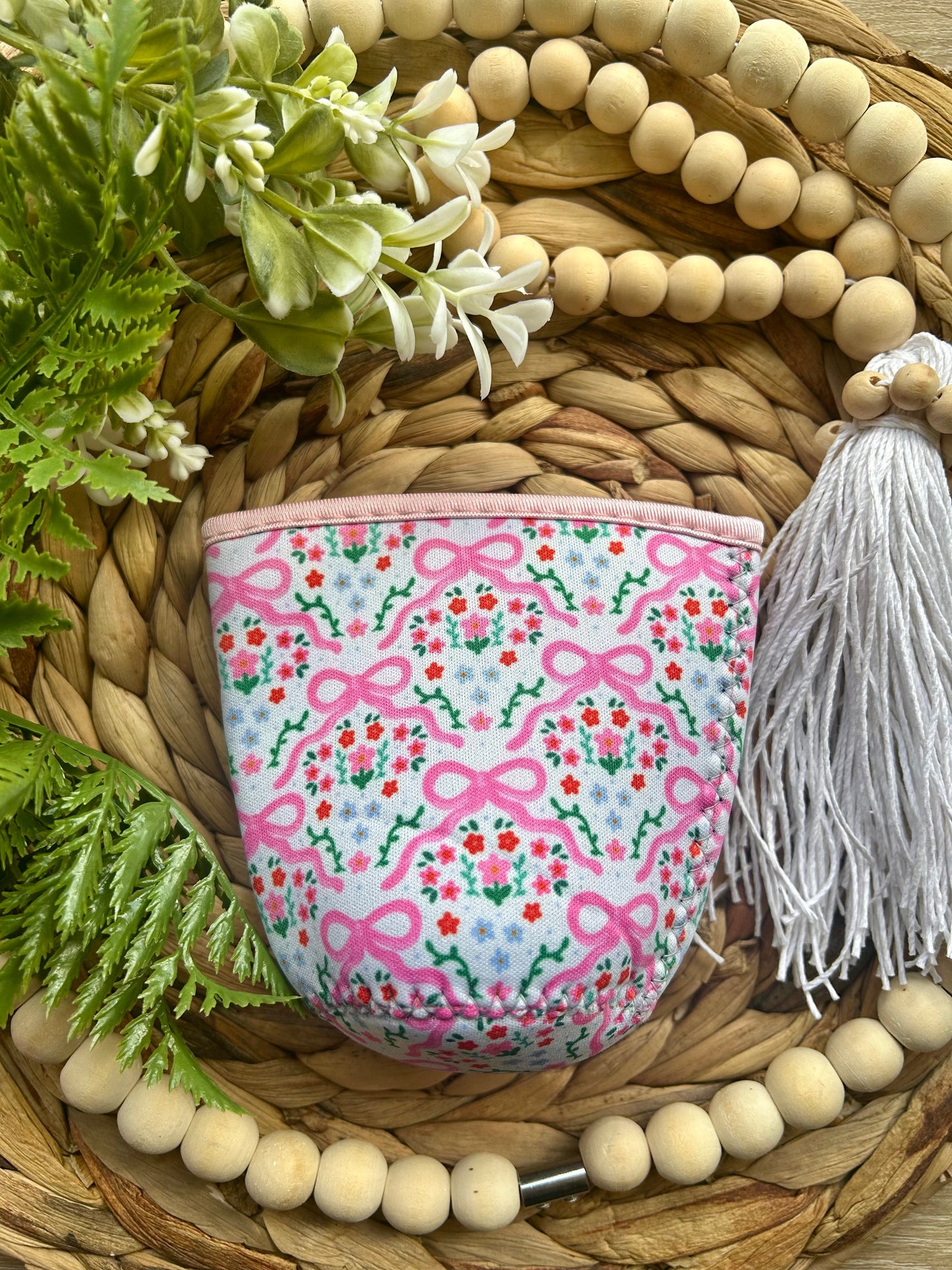 Pink Bow Themed Cup Sleeve