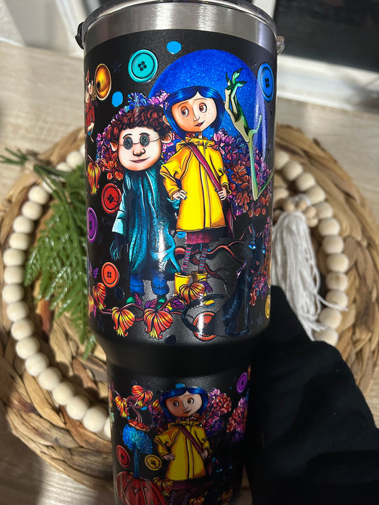 Coraline Inspired 40 Oz Steel Tumbler