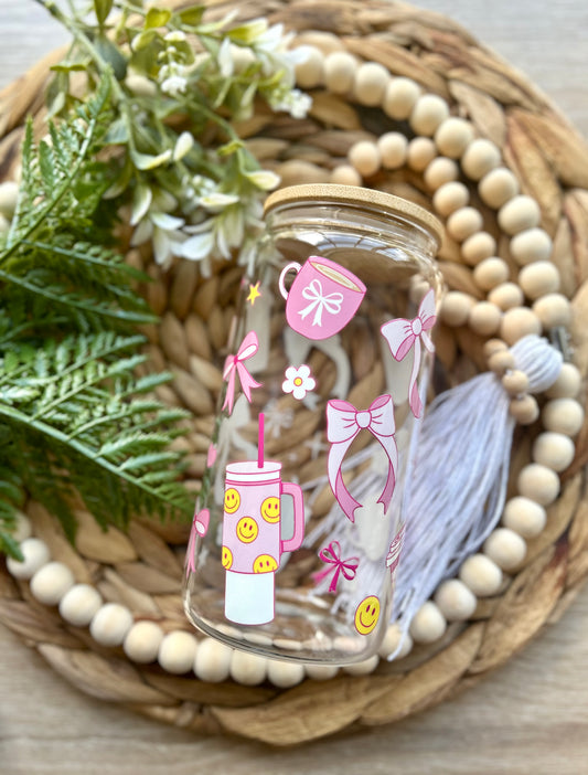 Bow Coquette Style Glass Cups || Multiple Options