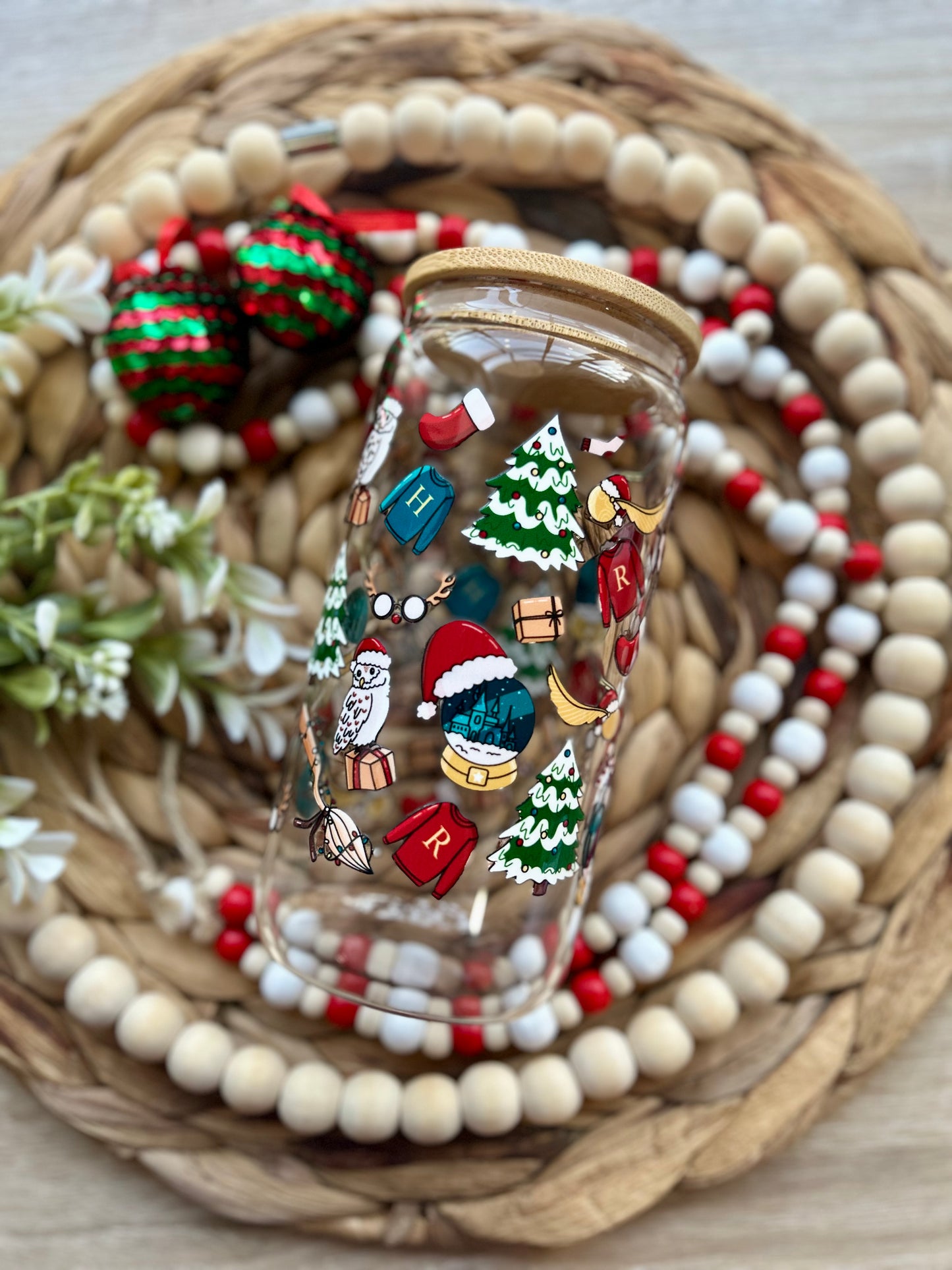 Holiday Wizard Christmas Themed Glass Cup