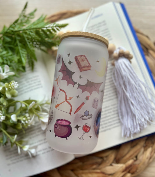 ACOTR Themed Glass Sublimation Cup || Book Lovers Collection