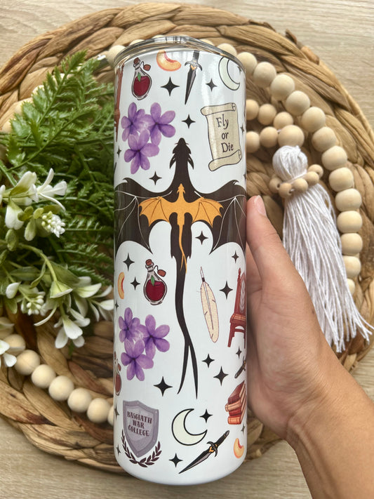 Dragon Rider Themed 20 Oz Steel Tumbler || Book Themed Steel Tumbler || Book Lovers Collection